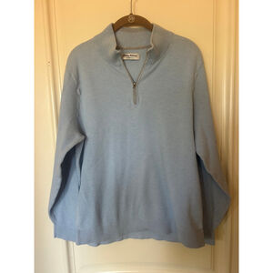 Men's Tommy Bahama Island Zone Light Blue 1/4 Zip Sweater L